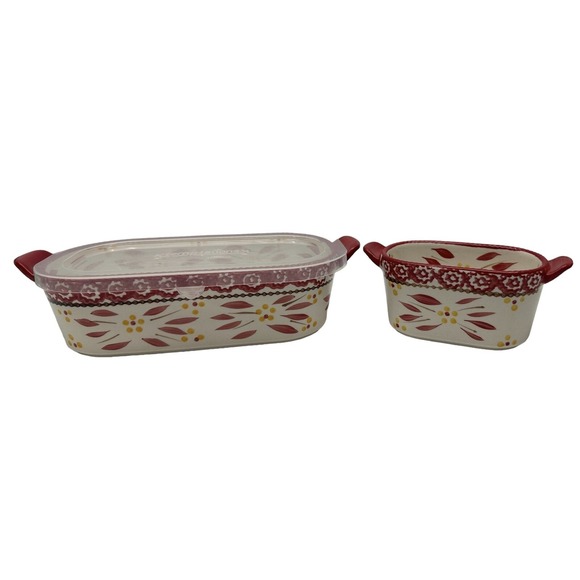 Temptations Old World Loaf Pan 1 Quart With Lid & 10oz. Ramekin Dish - Picture 1 of 12
